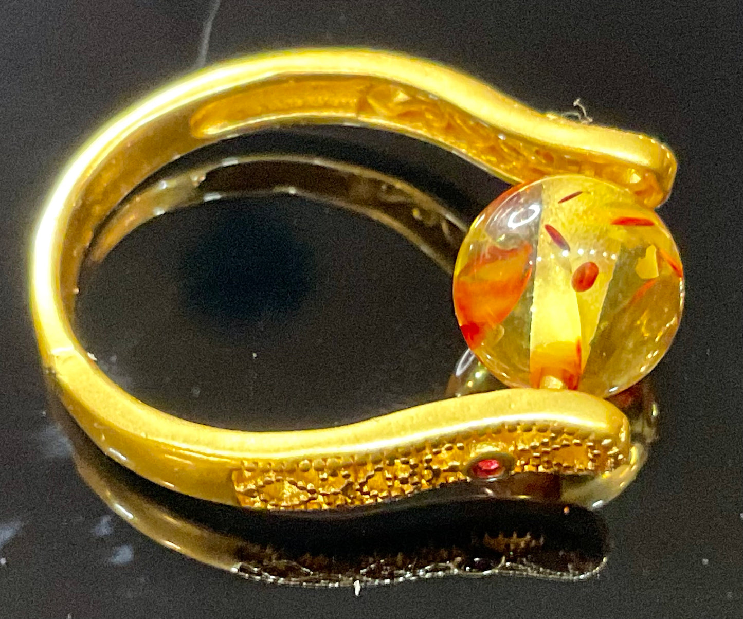 Yellow flower amber golden ring
