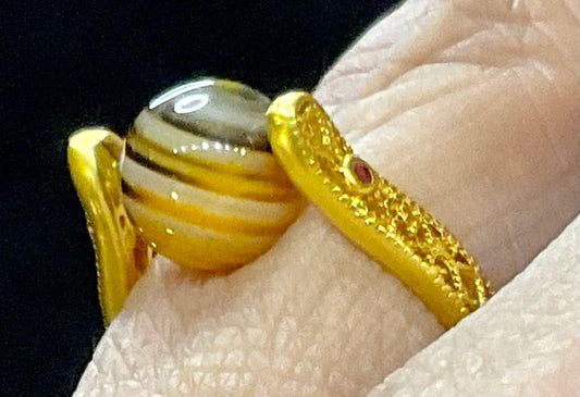 Imperial jasper golden ring