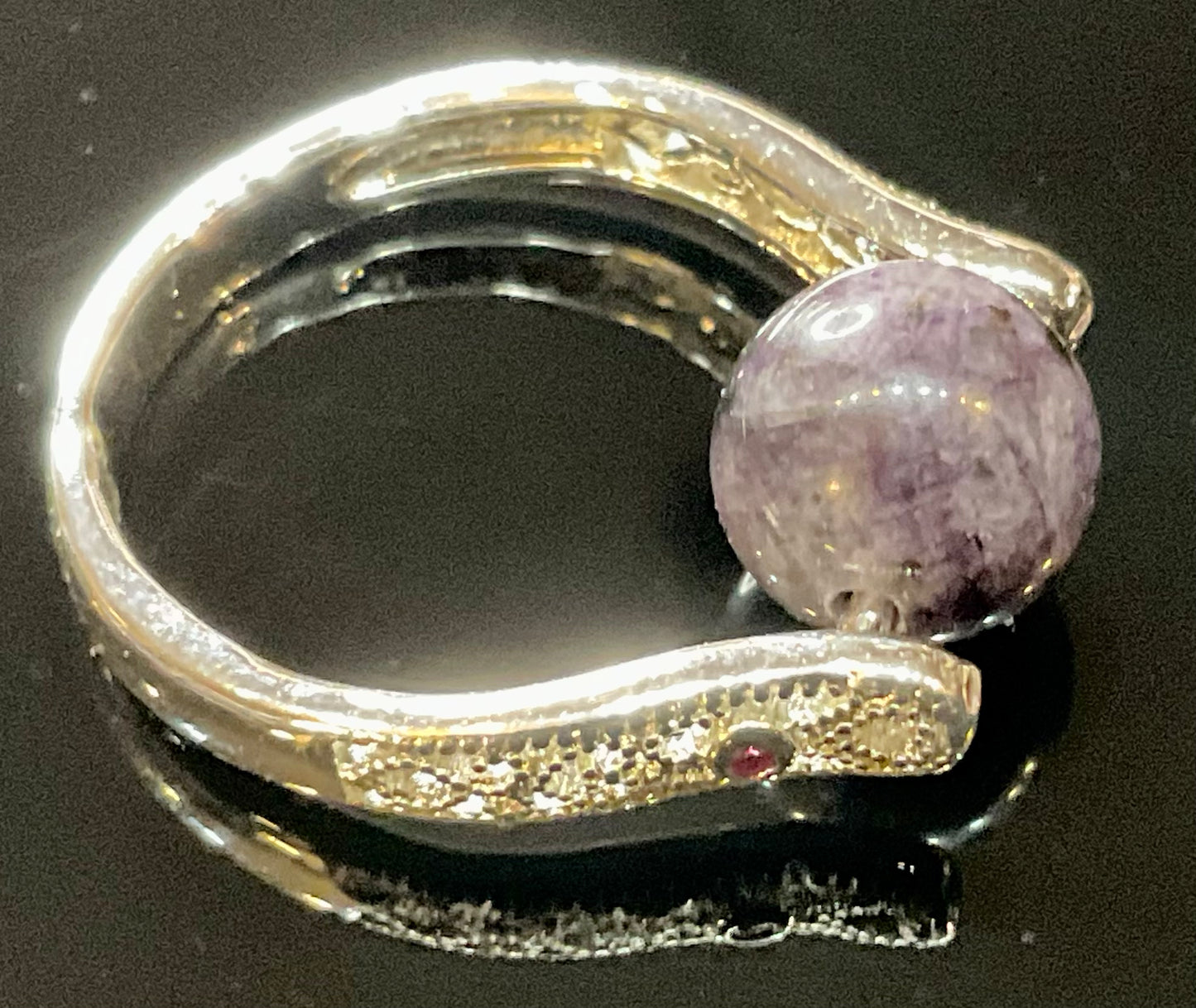 Purple moonstone silver ring