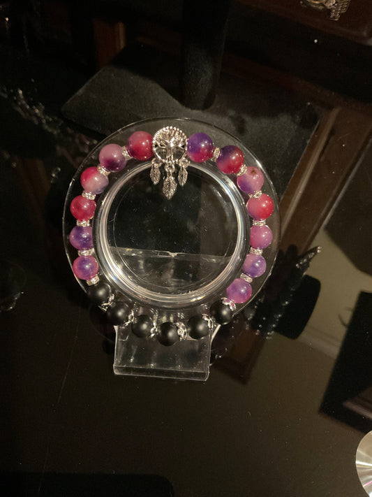 Plum Blossom & Black Matte Agatte bracelet